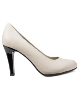 RIALTO Womens Bone/Smoot Beige Cushioned Coline Round Toe Stiletto Slip On Dress Pumps Shoes M
