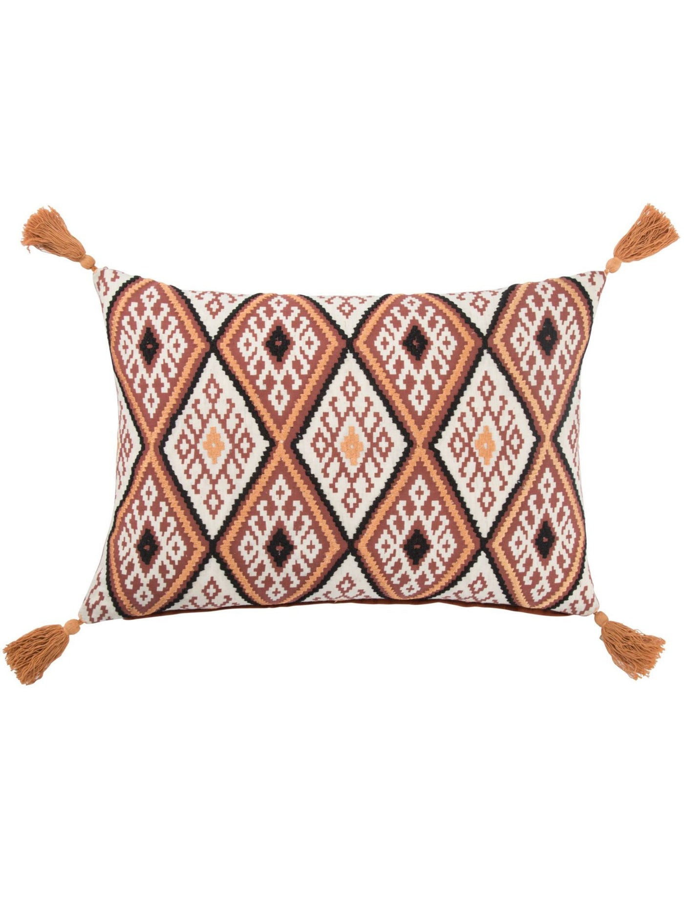 JAIPUR LIVING Museum Ifa By Yuma Red Ochre Cement Beige Patterned 14 X 20 Feather Decorative Pillow
