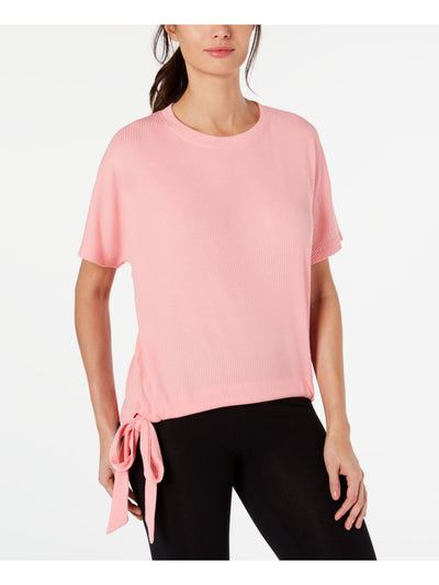 IDEOLOGY Womens Pink Ribbed Short Sleeve Jewel Neck Sweater XXL