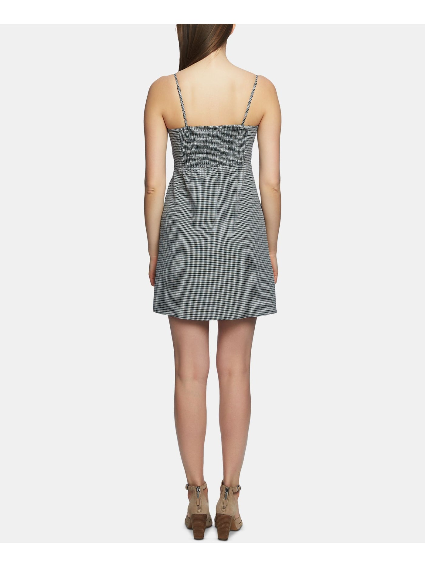1. STATE Womens Black Spaghetti Strap Above The Knee Fit + Flare Dress 12