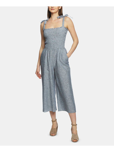 1. STATE Womens Gray Pinstripe Square Neck Jumpsuit XS
