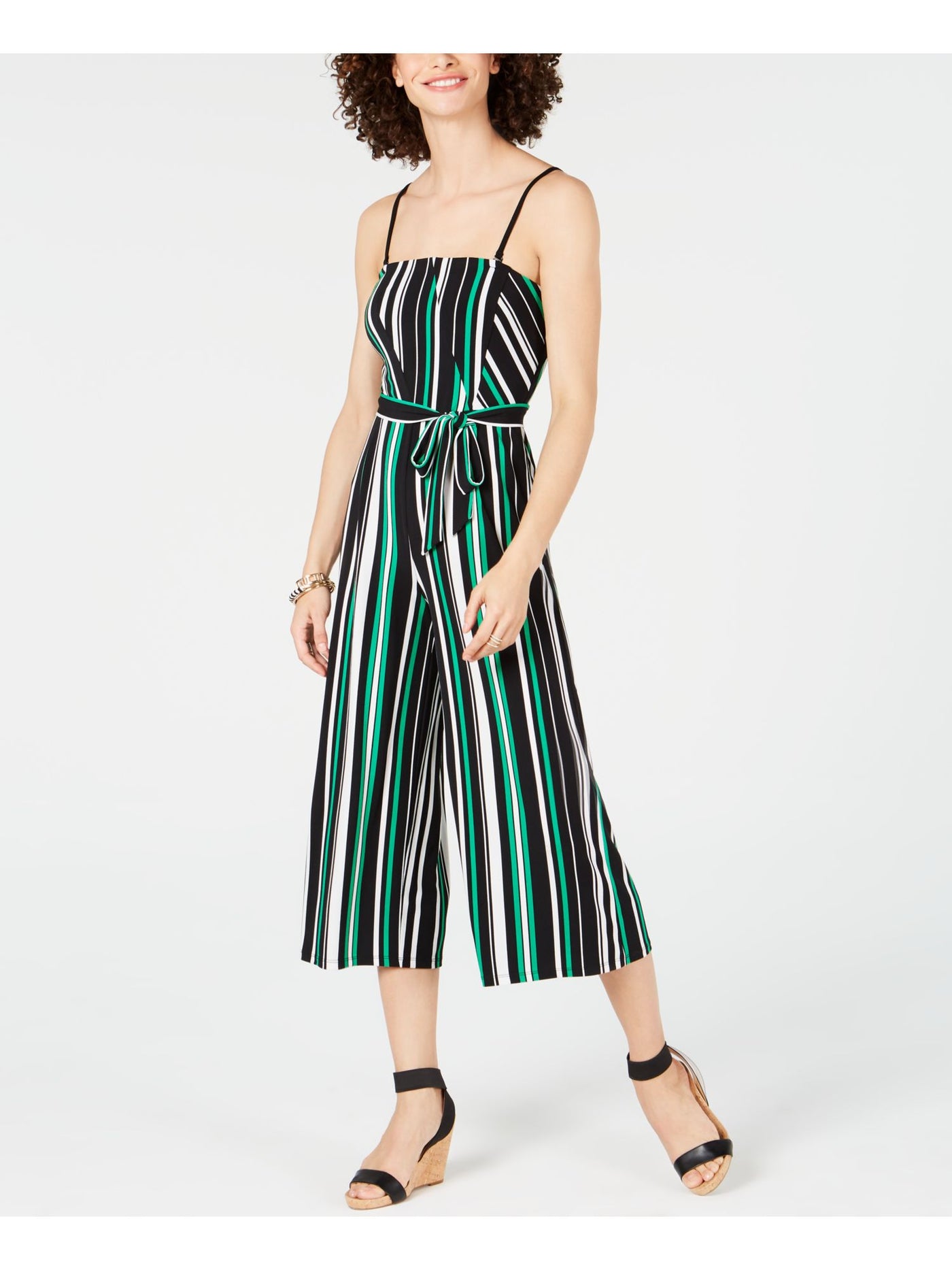 INC Womens Spaghetti Strap Square Neck Wide Leg Cropped Jumpsuit