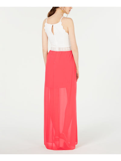BCX Womens Coral Lace Spaghetti Strap Maxi  Prom Dress Juniors Size: 5