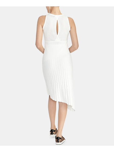 RACHEL ROY Womens White Sleeveless Halter Midi Cocktail Body Con Dress L