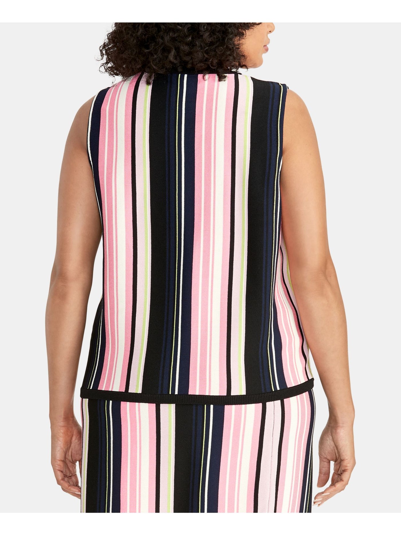 RACHEL RACHEL ROY Womens Pink Striped Sleeveless Crew Neck Top Plus 2X