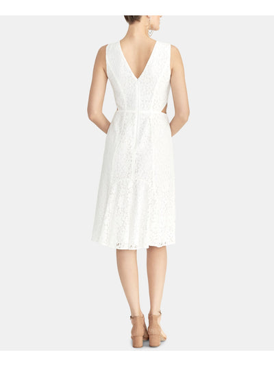 RACHEL ROY Womens White Sleeveless Jewel Neck Midi Formal Sheath Dress 6