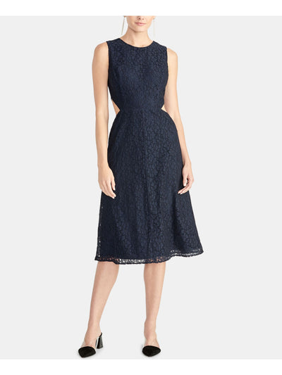 RACHEL RACHEL ROY Womens Lace Cut Out  Zippered Sleeveless Jewel Neck Midi Party Sheath Dress