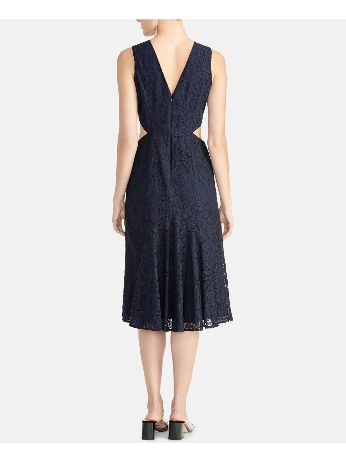 rachel roy cut out dress Rachel Roy Cutout Dress BLACK Stretch Wool Sheath V neckline slit formfitting