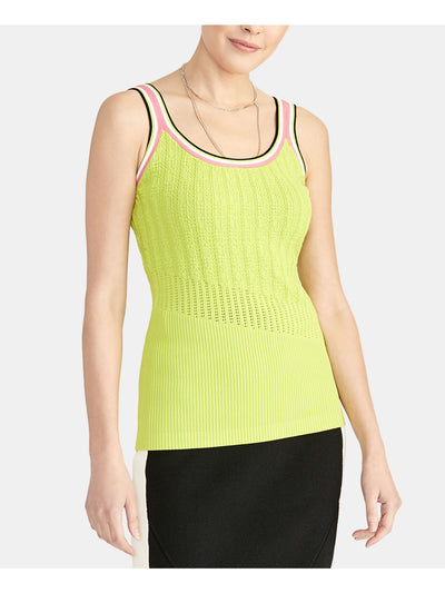 RACHEL ROY Womens Green Textured Sleeveless Scoop Neck Tank Top XL