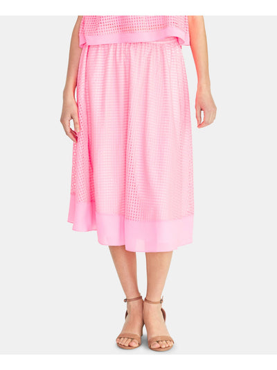 RACHEL ROY Womens Pink Midi Pleated Skirt L