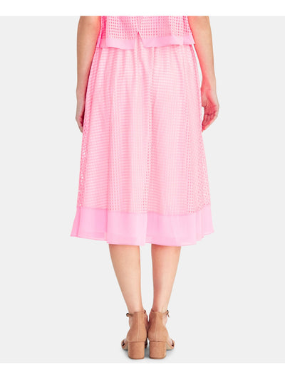 RACHEL ROY Womens Pink Midi Pleated Skirt L