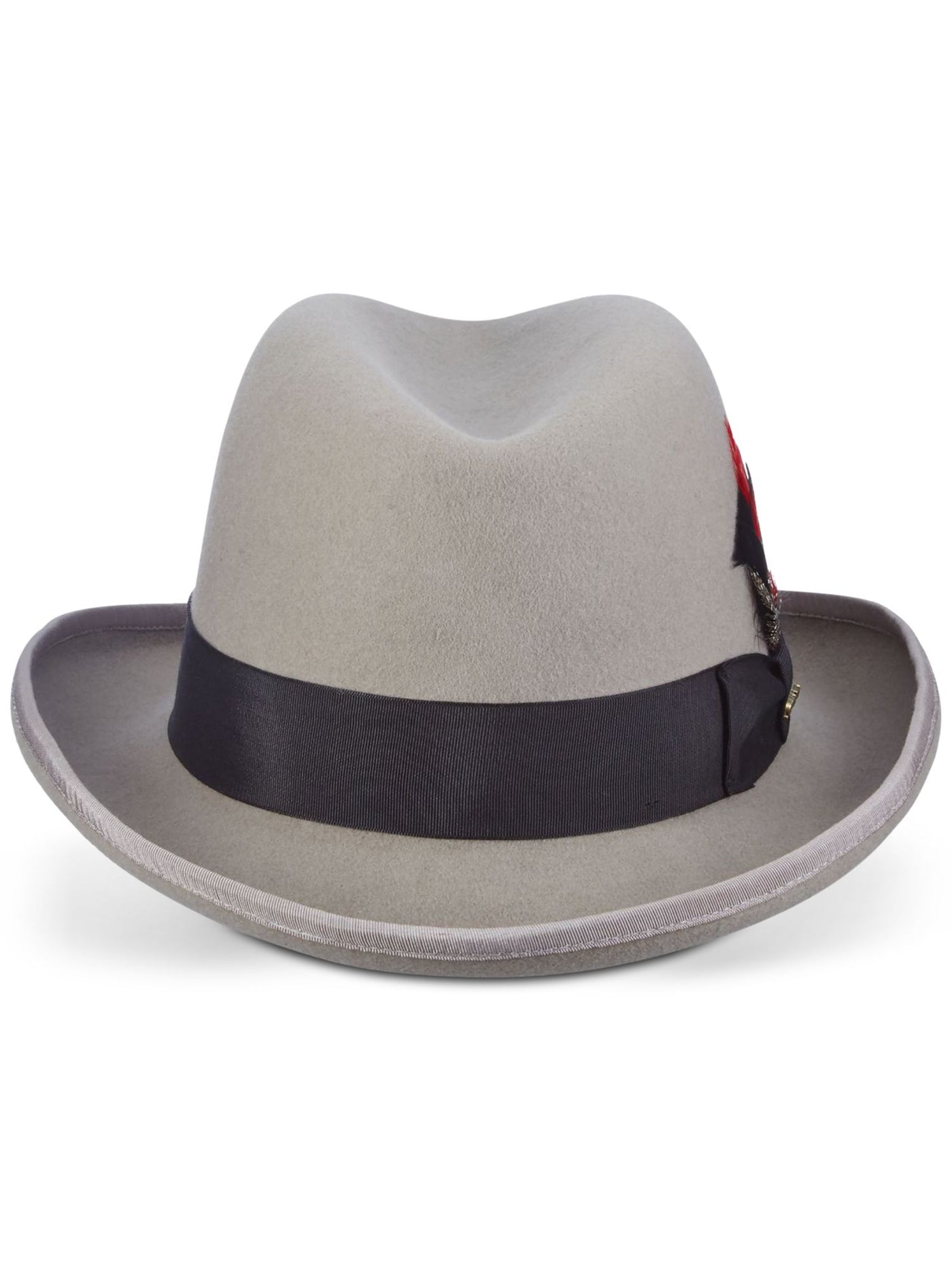 DORFMAN Mens Gray Cotton Fitted Homburg Feather Accent Hat L