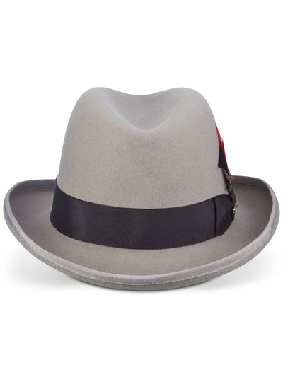 DORFMAN Mens Gray Cotton Fitted Homburg Feather Accent Hat L