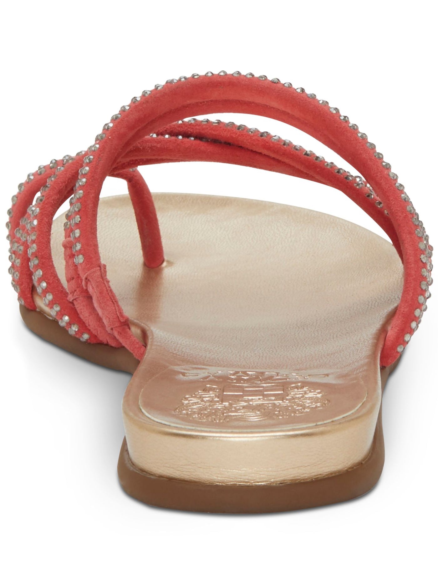 VINCE CAMUTO Womens Coral Toe-Ring Rhinestone Strappy Ezzina Round Toe Slip On Thong Sandals 7.5 M