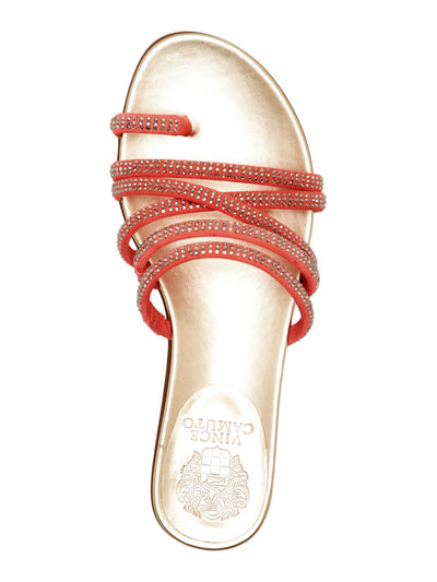 VINCE CAMUTO Womens Coral Toe-Ring Rhinestone Strappy Ezzina Round Toe Slip On Thong Sandals 7.5 M