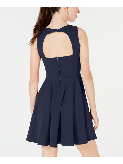 B DARLIN Womens Navy Cut Out Sleeveless V Neck Above The Knee Fit + Flare Dress Juniors 15\16