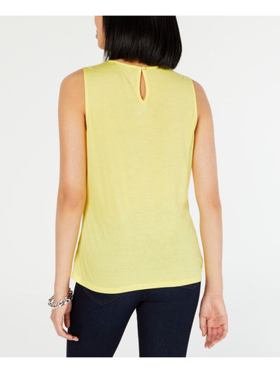 INC Womens Yellow Sleeveless Jewel Neck Top Size: XS