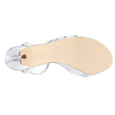 NINA Womens Silver 1 1/4" Platform Strappy Glitter Adjustable Strap Padded Starla Round Toe Stiletto Buckle Dress Sandals Shoes M