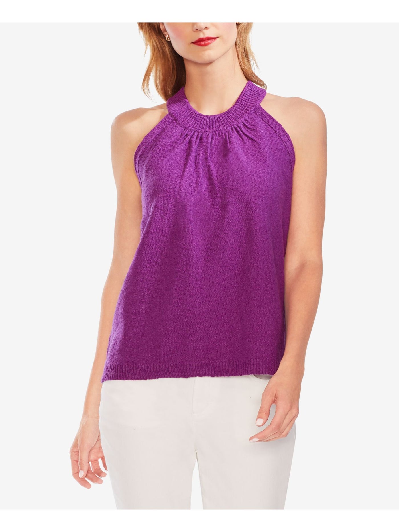 VINCE CAMUTO Womens Purple Sleeveless Halter Tank Sweater M