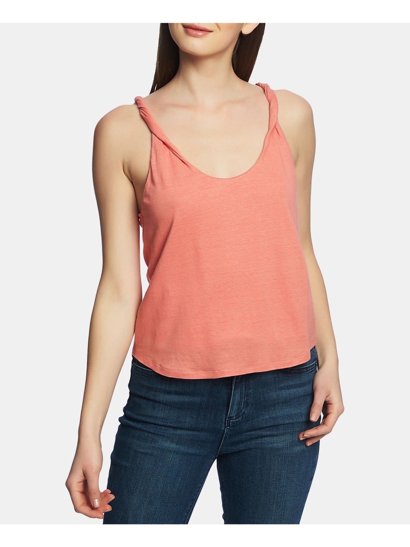 1. STATE Womens Coral Sleeveless Scoop Neck Tank Top XS