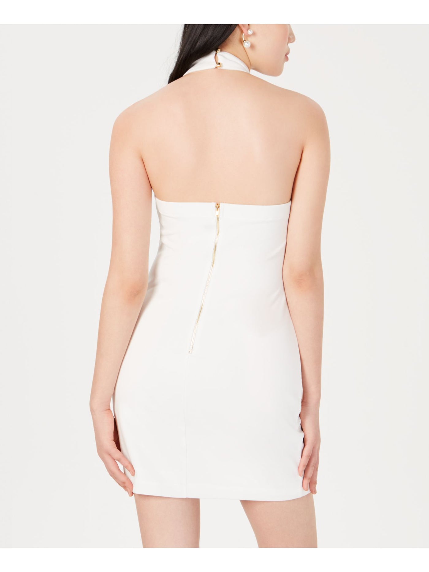 TEEZE ME Womens White Sleeveless Halter Mini Evening Body Con Dress Juniors 9\10