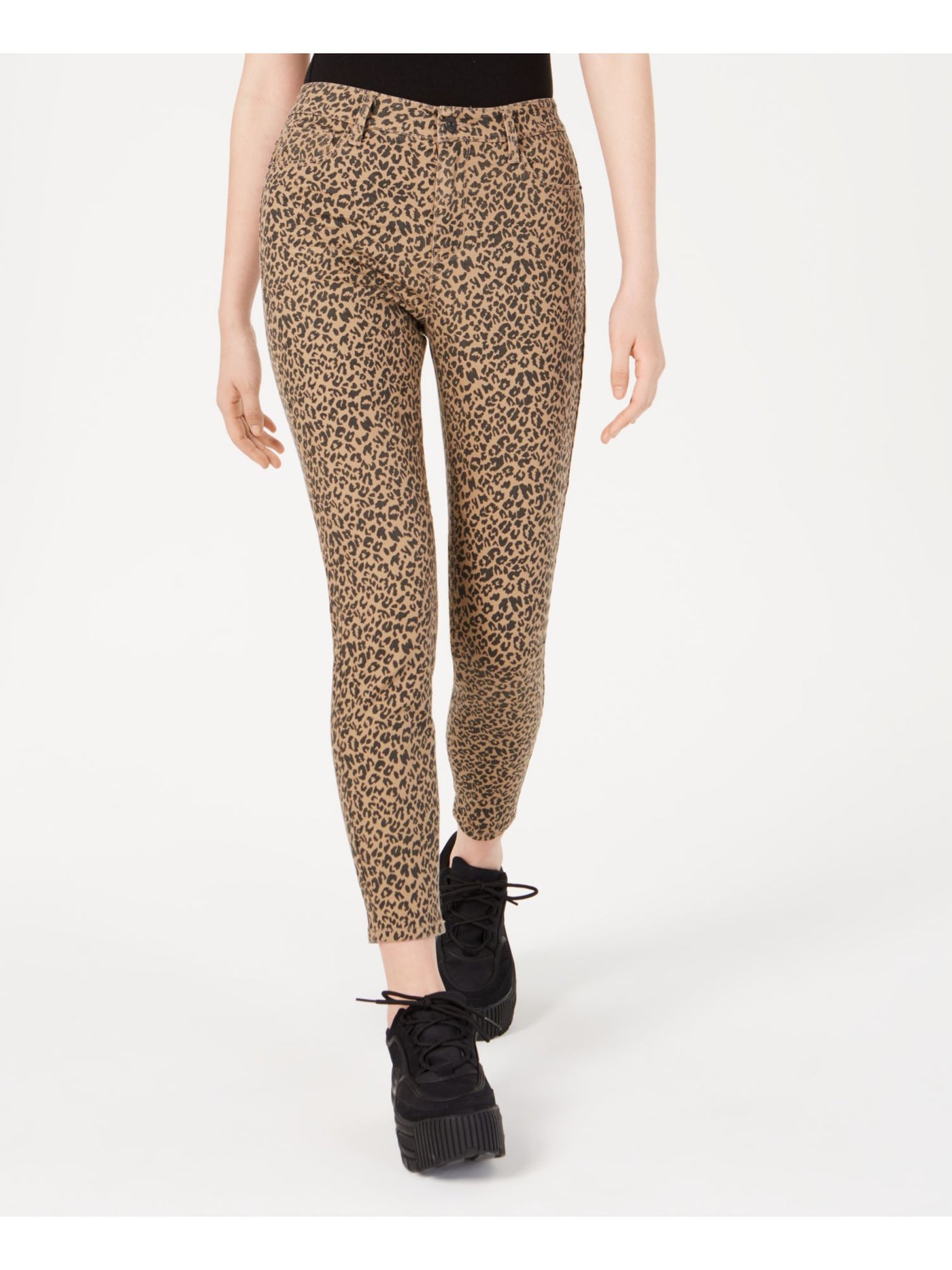 VANILLA STAR Womens Beige Animal Print Jeans 3