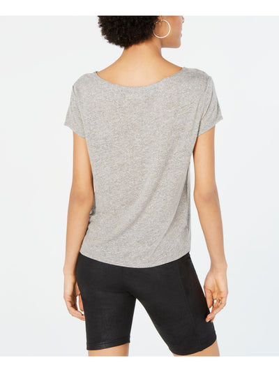 FREE PEOPLE Womens Gray Cut Out Heather Short Sleeve Crew Neck T-Shirt L