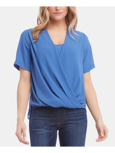 KAREN KANE Womens Blue Short Sleeve Scoop Neck Top XS