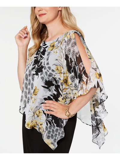 CONNECTED APPAREL Womens Yellow Floral Kimono Sleeve Above The Knee Cocktail Shift Dress Plus 18W
