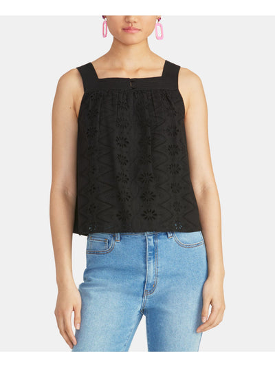 RACHEL ROY Womens Black Sleeveless Square Neck Crop Top XS