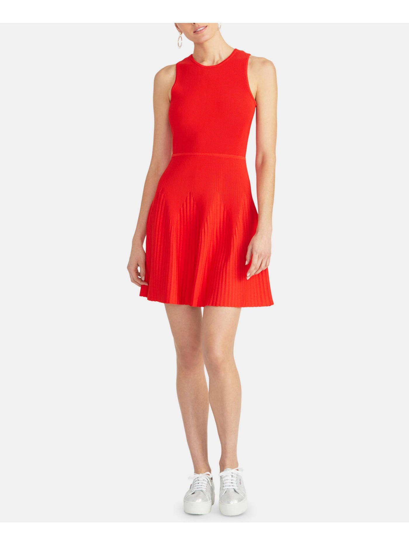 RACHEL ROY Womens Red Sleeveless Jewel Neck Above The Knee Party Fit + Flare Dress XL