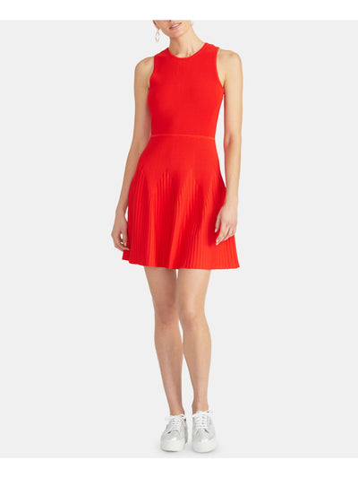 RACHEL ROY Womens Sleeveless Jewel Neck Above The Knee Party Fit + Flare Dress