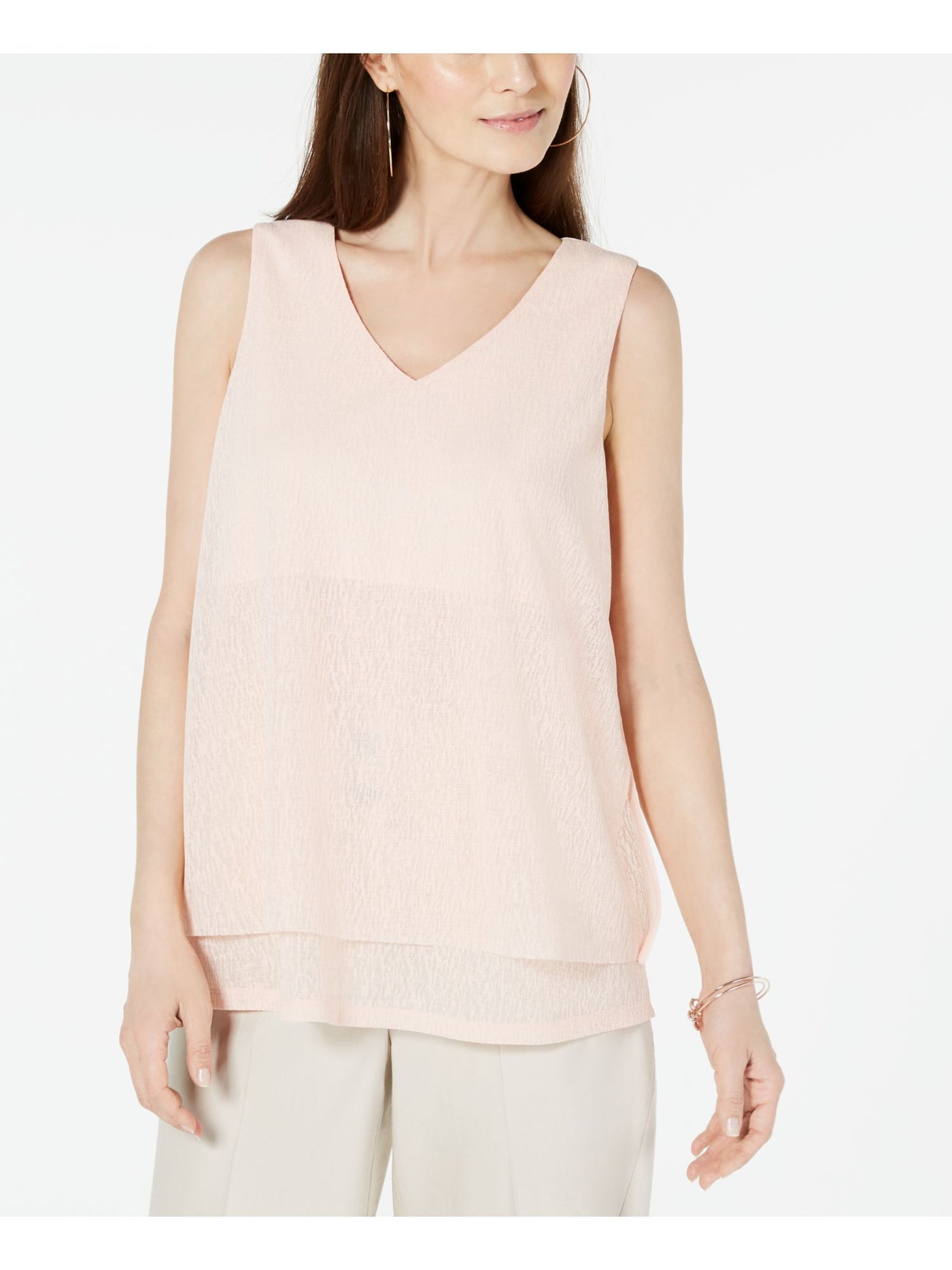 ALFANI Womens Sleeveless Layered V Neck Tank Top