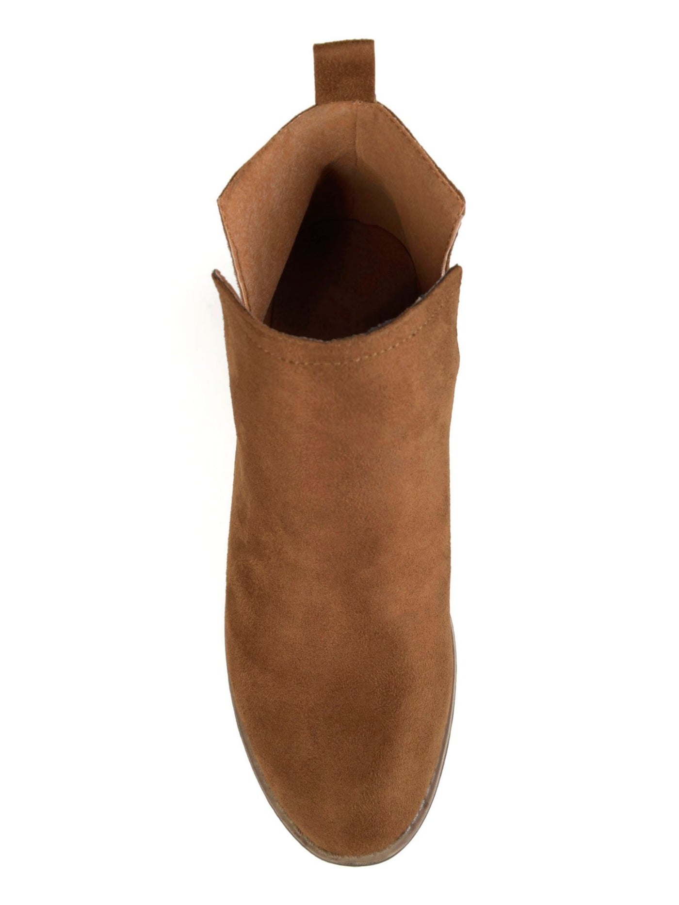 JOURNEE COLLECTION Womens Camel Brown Side Split Detail Padded Rimi Round Toe Stacked Heel Slip On Booties 7 M