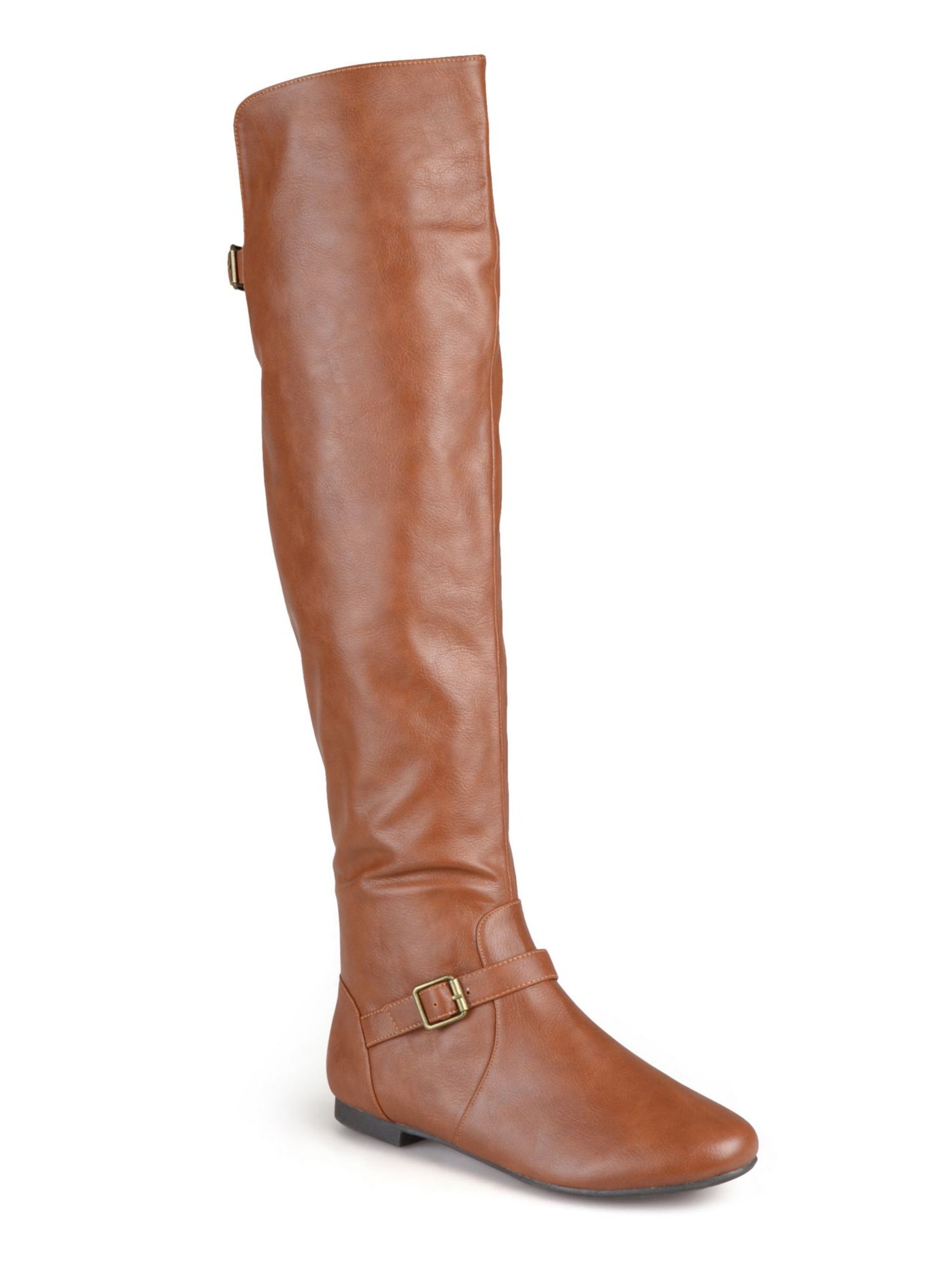 JOURNEE COLLECTION Womens Brown Buckle Accent Comfort Loft Round Toe Zip-Up Riding Boot 7