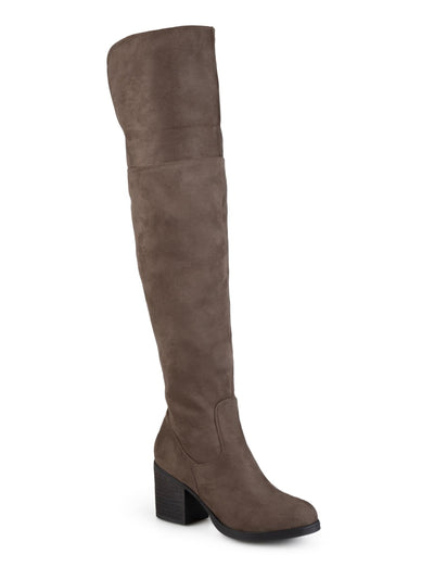 JOURNEE COLLECTION Womens Brown Padded Sana Round Toe Zip-Up Heeled Boots 7 M