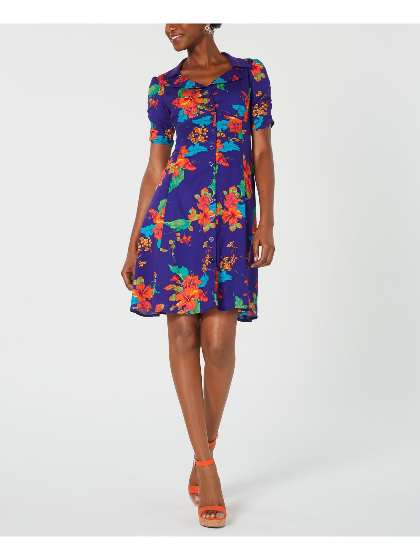 purple floral shift dress Carolina Herrera