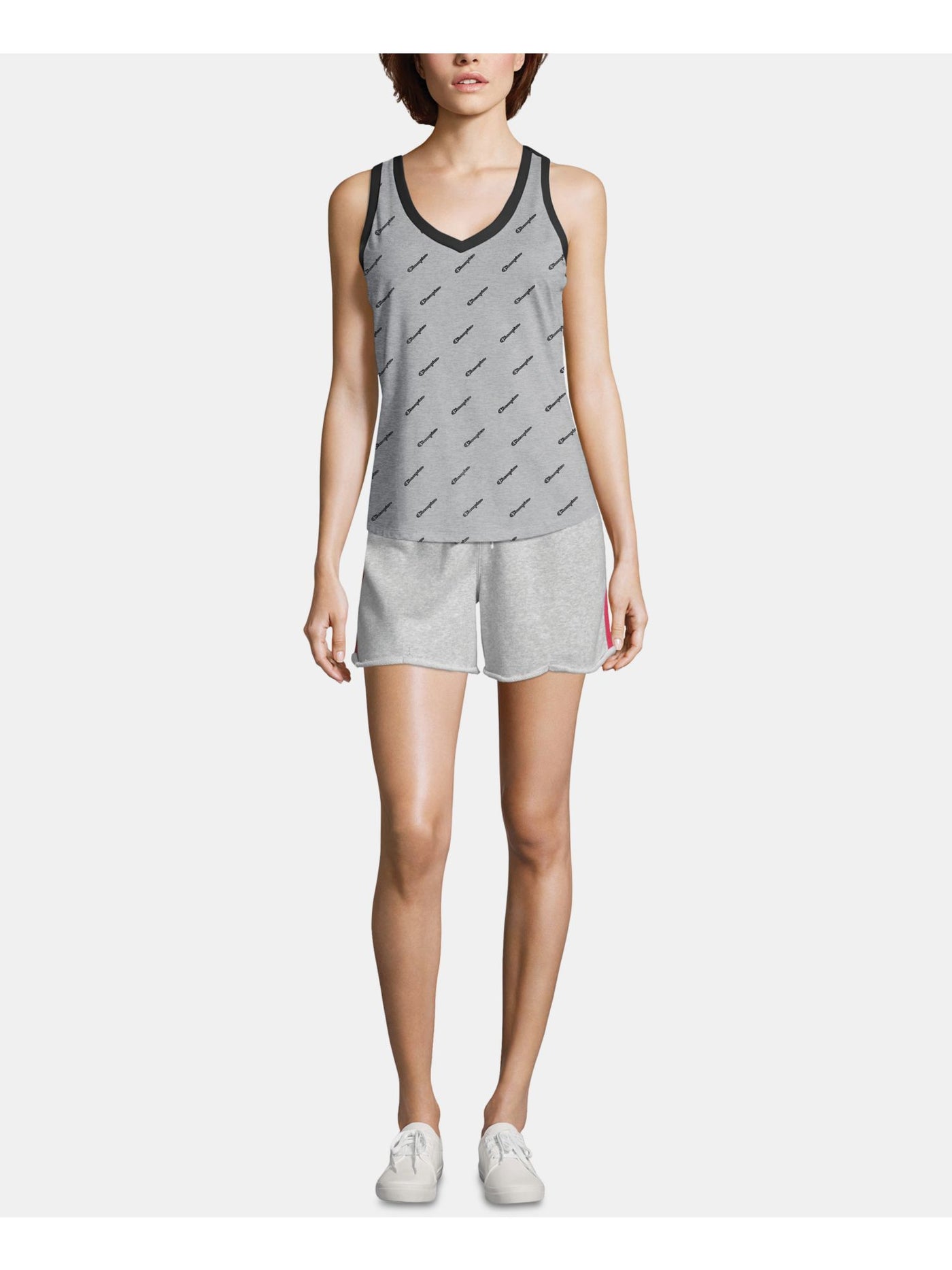 CHAMPION Womens Gray Printed Sleeveless V Neck Tank Top XS