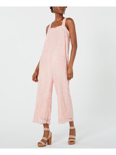 LINE + DOT Womens Sleeveless Square Neck Evening Cropped Jumpsuit
