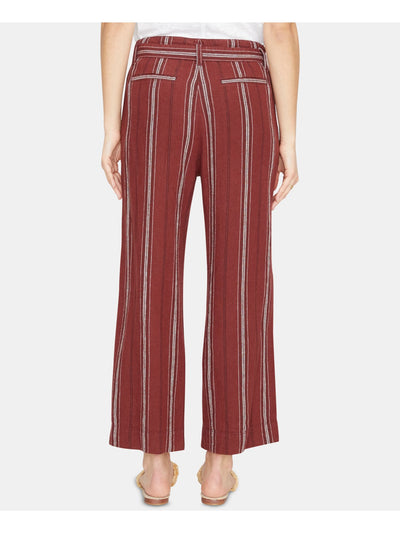 SANCTUARY Womens Maroon Belted Pocketed Striped Wide Leg Pants Juniors 30