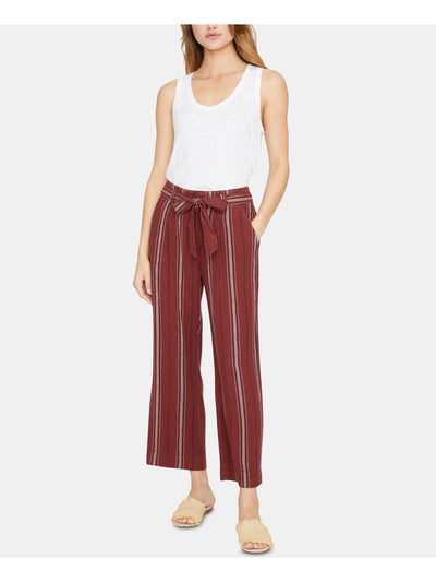 SANCTUARY Womens Maroon Belted Pocketed Striped Wide Leg Pants Size: 26
