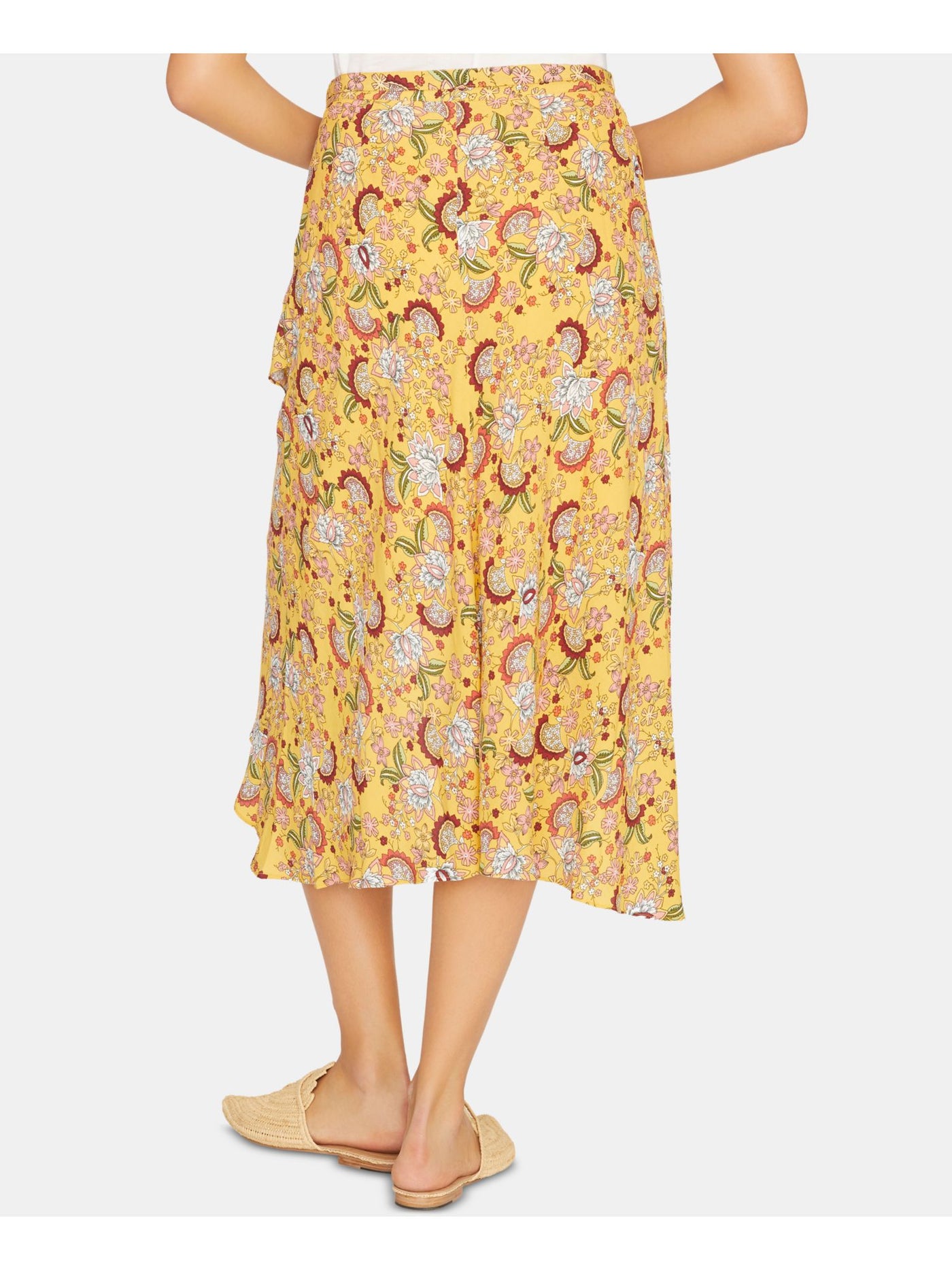 SANCTUARY Womens Yellow Floral Midi Hi-Lo Skirt Size: XL