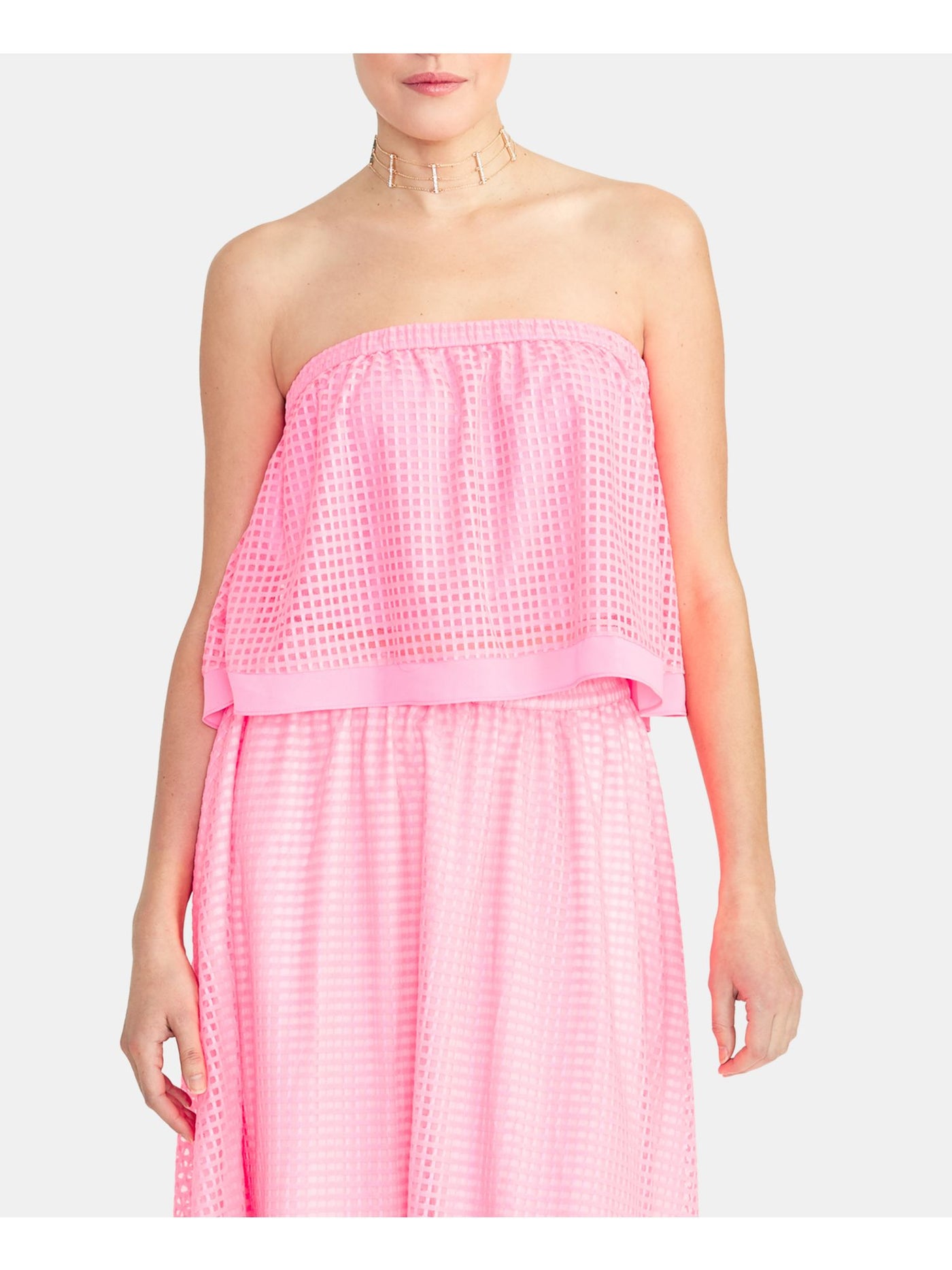 RACHEL ROY Womens Pink Sleeveless Strapless Crop Top XL