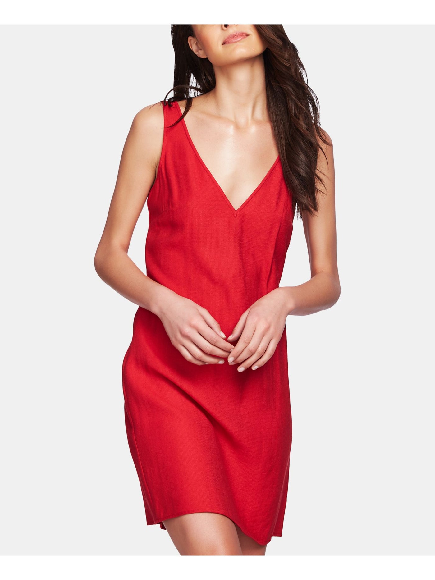 1. STATE Womens Red Sleeveless V Neck Mini Cocktail Sheath Dress XXS