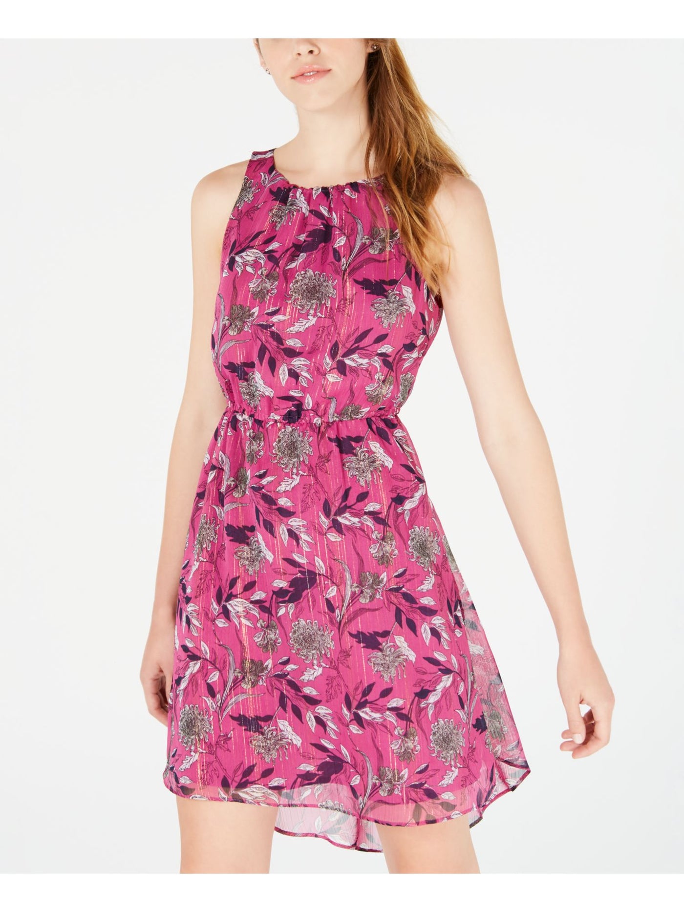 MAISON JULES Womens Pink Floral Sleeveless Halter Mini Sheath Dress XXS