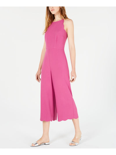 MAISON JULES Womens Pink Sleeveless Halter Wide Leg Jumpsuit 12