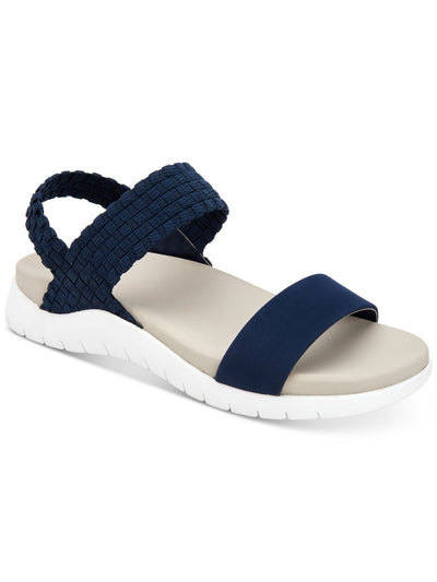 IDEOLOGY Womens Navy Woven 0.5" Platform Cushioned Stretch Paxxton Round Toe Wedge Slip On Slingback Sandal 6 M