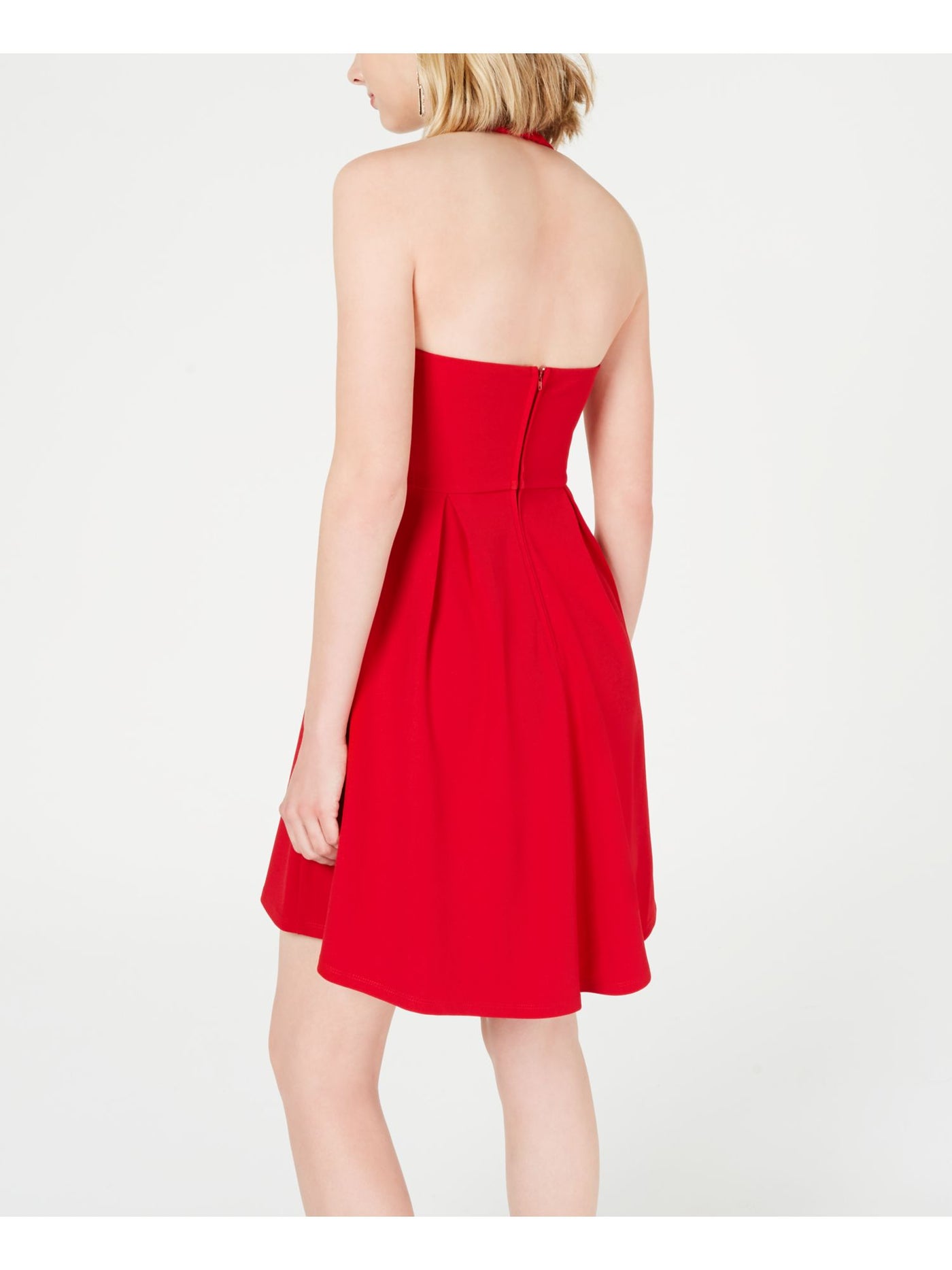 TEEZE ME Womens Red Sleeveless Halter Mini Hi-Lo Dress 3\4