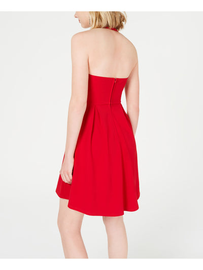 TEEZE ME Womens Red Sleeveless Halter Mini Hi-Lo Dress 3\4