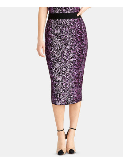 RACHEL ROY Womens Purple Printed Knee Length Pencil Skirt XS